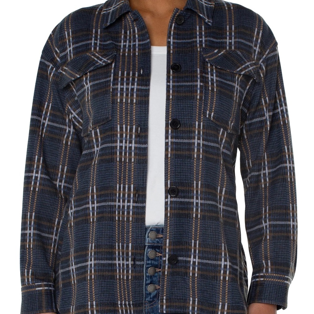 Liverpool Shirt Jacket In Black Queen Plaid